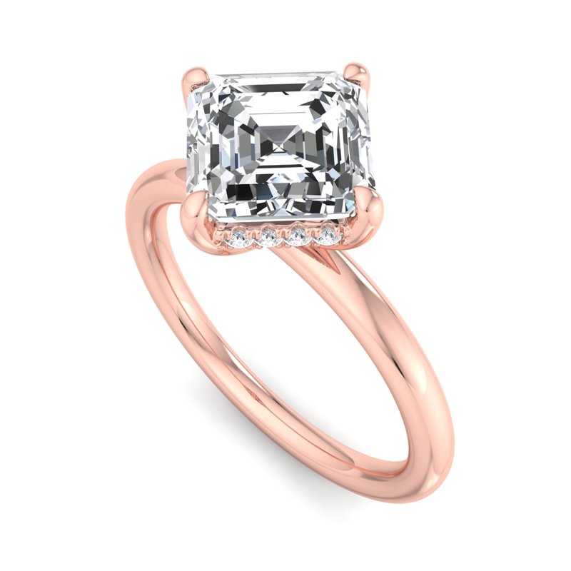Rose Gold Remi Kite Hidden Solitaire & 1ct Asscher Lab Grown Diamond Center