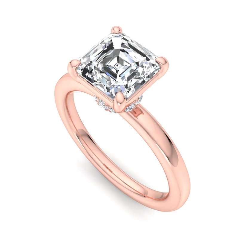 Rose Gold Lumiere Hidden Halo & 1ct Asscher Lab Grown Diamond Center