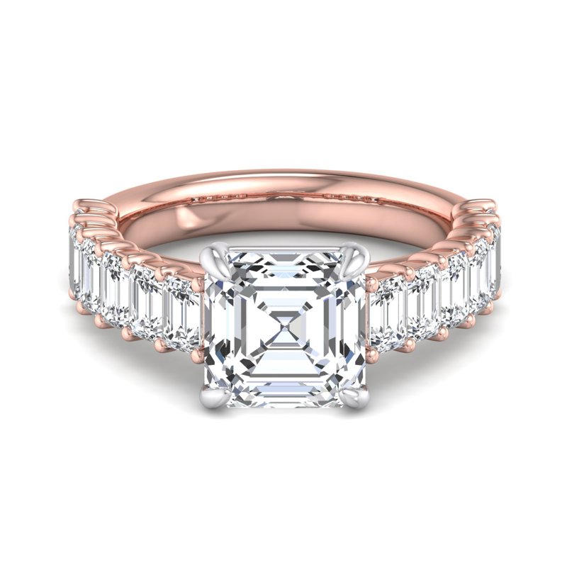 Rose Gold Ariella Emerald & 1ct Asscher Lab Grown Diamond Center