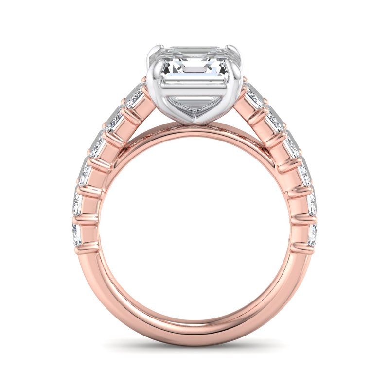 Rose Gold Ariella Emerald & 1ct Asscher Lab Grown Diamond Center