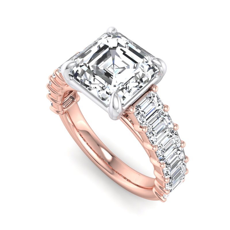 Rose Gold Ariella Emerald & 1ct Asscher Lab Grown Diamond Center