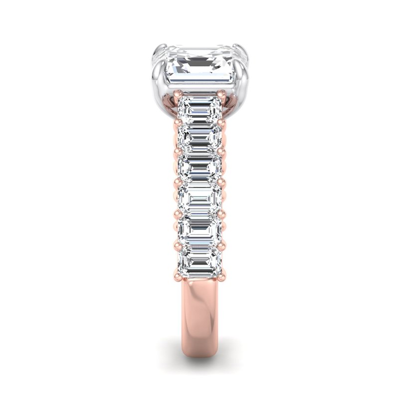 Rose Gold Ariella Emerald & 1ct Asscher Lab Grown Diamond Center