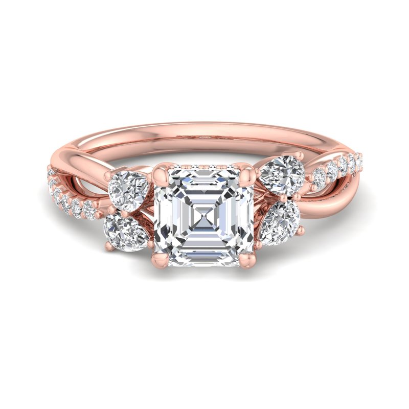 Rose Gold Luxe Twist Flora & 1ct Asscher Lab Grown Diamond Center