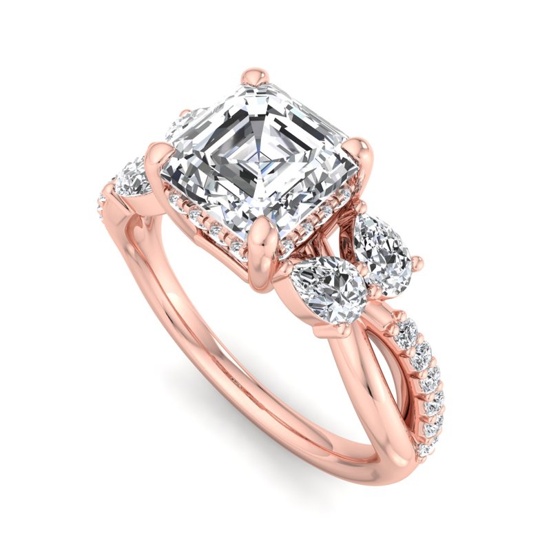 Rose Gold Luxe Twist Flora & 1ct Asscher Lab Grown Diamond Center
