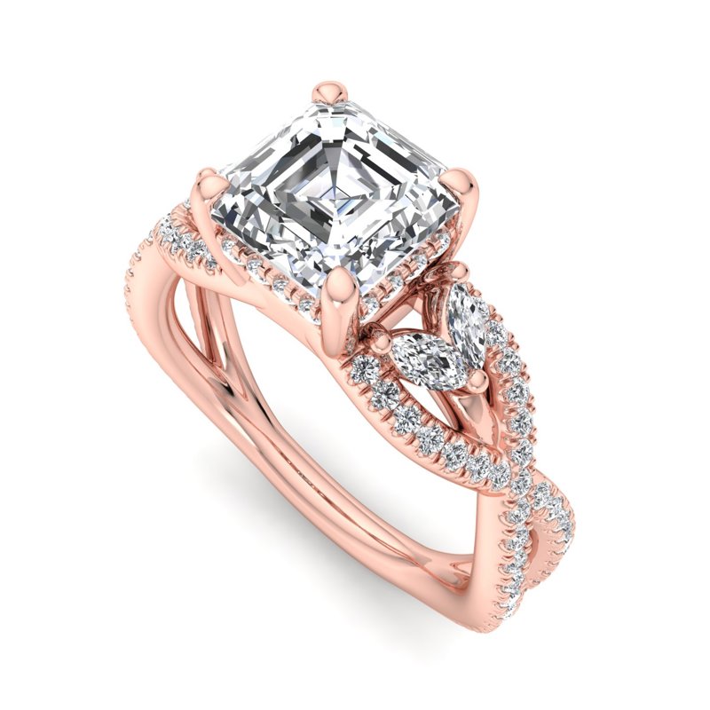Rose Gold Luxe Twist Venus & 1ct Asscher Lab Grown Diamond Center