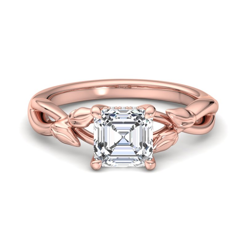 Rose Gold Autumn Vine Solitaire & 1ct Asscher Lab Grown Diamond Center