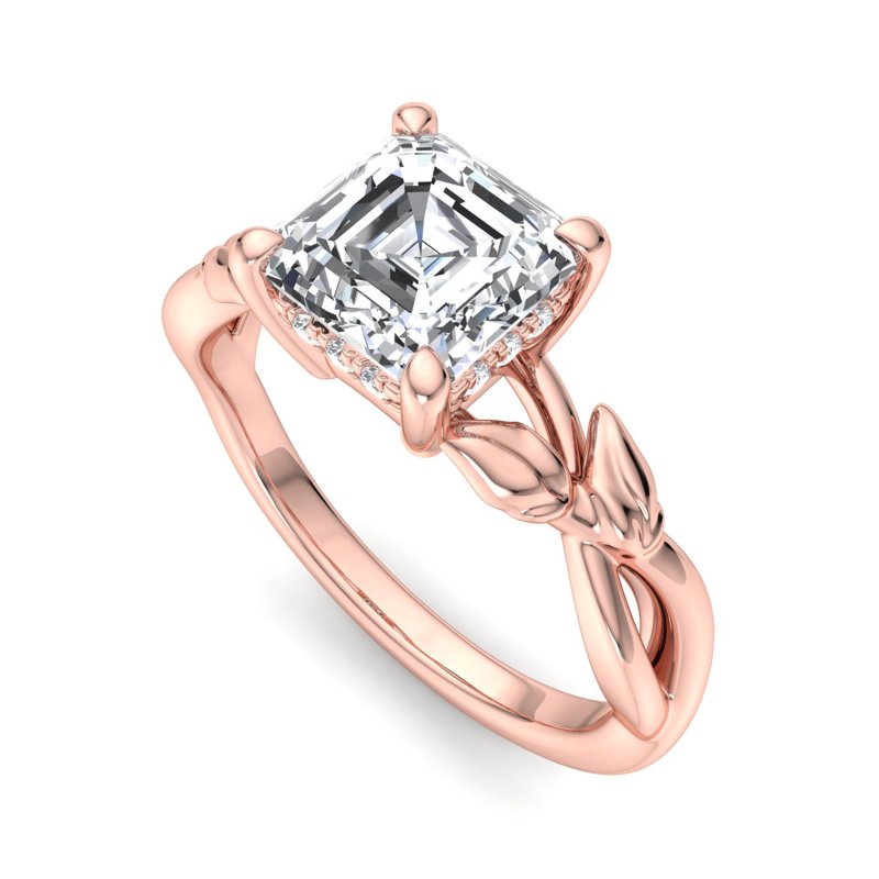 Rose Gold Autumn Vine Solitaire & 1ct Asscher Lab Grown Diamond Center