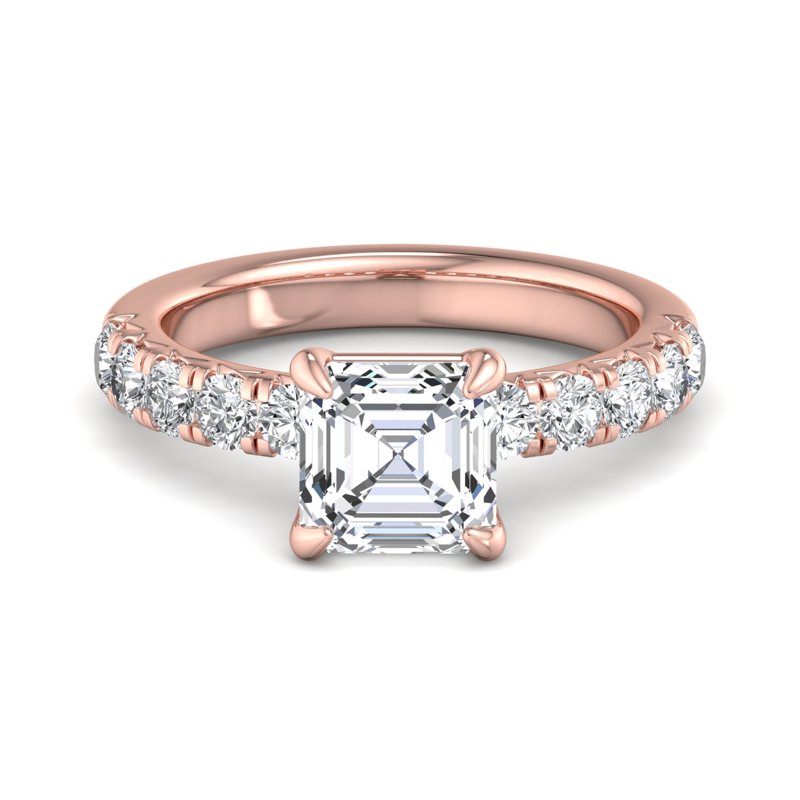 Rose Gold Luxe Valentina (2/3ctw) & 1ct Asscher Lab Grown Diamond Center