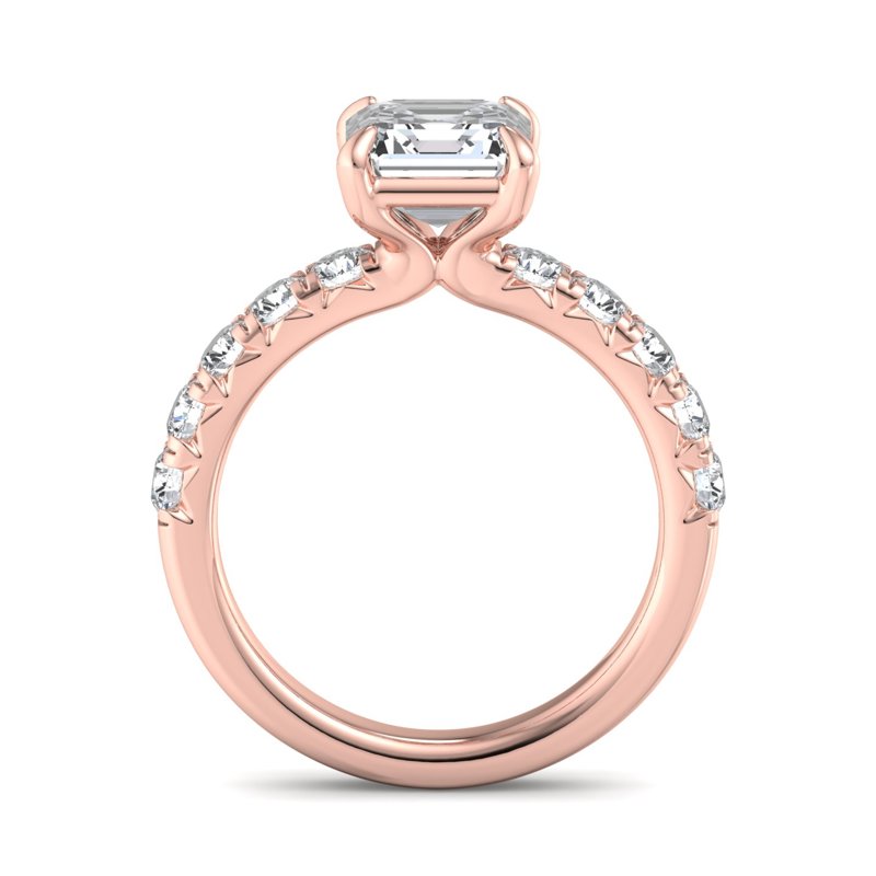 Rose Gold Luxe Valentina (2/3ctw) & 1ct Asscher Lab Grown Diamond Center