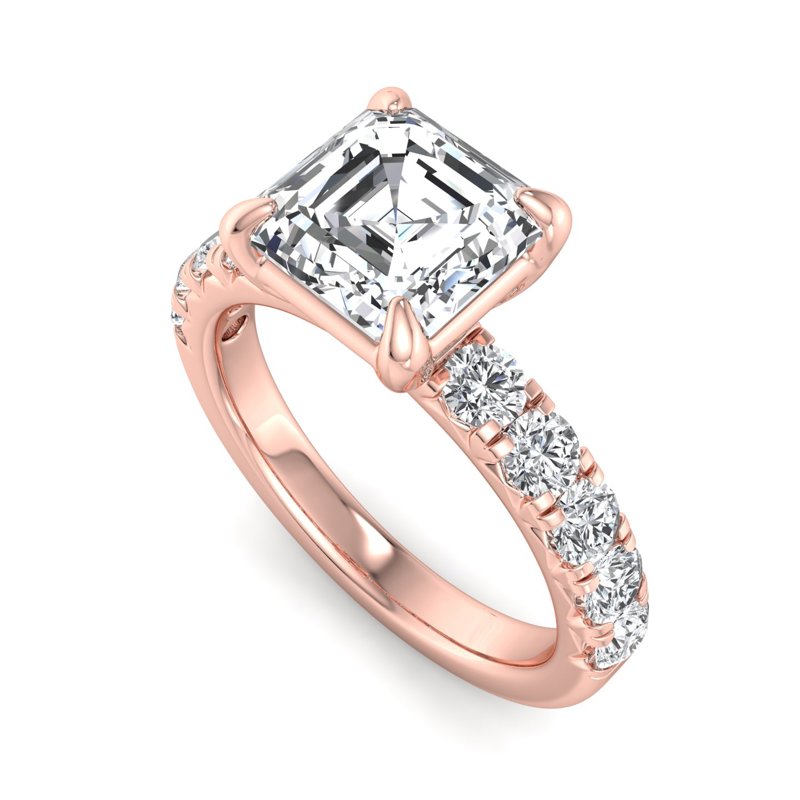 Rose Gold Luxe Valentina (2/3ctw) & 1ct Asscher Lab Grown Diamond Center