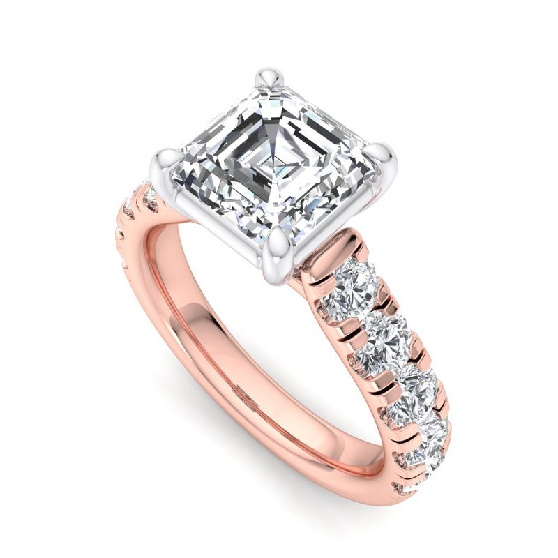 Rose Gold Luxe Priscilla & 1ct Asscher Lab Grown Diamond Center
