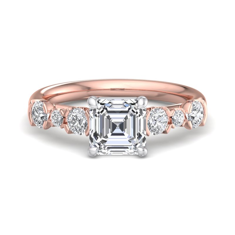 Rose Gold Luxe Ava Round & 1ct Asscher Lab Grown Diamond Center