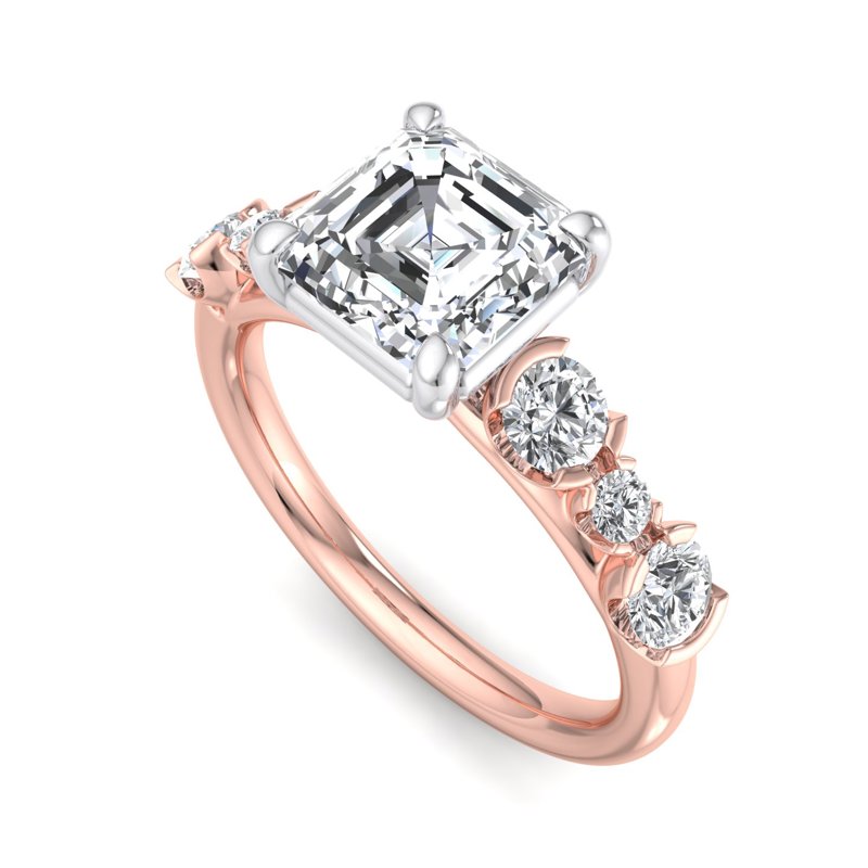 Rose Gold Luxe Ava Round & 1ct Asscher Lab Grown Diamond Center