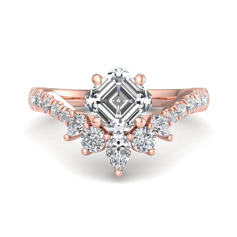 Rose Gold Luxe Maya Pear (3/4ctw) & 1ct Asscher Lab Grown Diamond Center