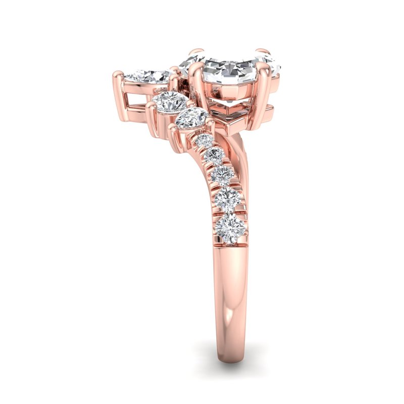 Rose Gold Luxe Maya Pear (3/4ctw) & 1ct Asscher Lab Grown Diamond Center