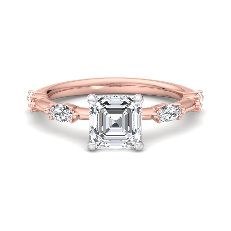 Rose Gold Demi Marquise & 1ct Asscher Lab Grown Diamond Center