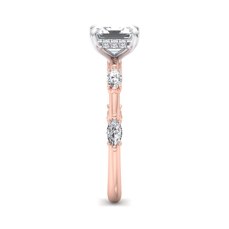 Rose Gold Demi Marquise & 1ct Asscher Lab Grown Diamond Center