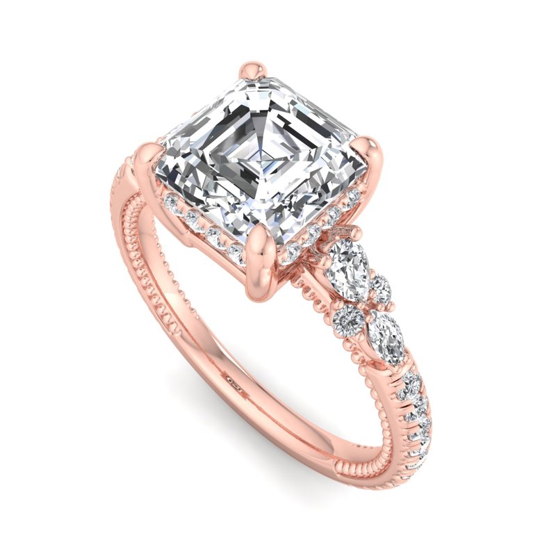 Rose Gold Rosalind Hidden & 1ct Asscher Lab Grown Diamond Center