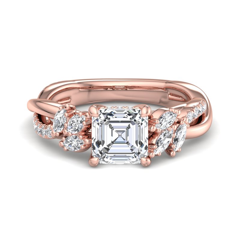 Rose Gold Juniper Hidden (1/2ctw) & 1ct Asscher Lab Grown Diamond Center