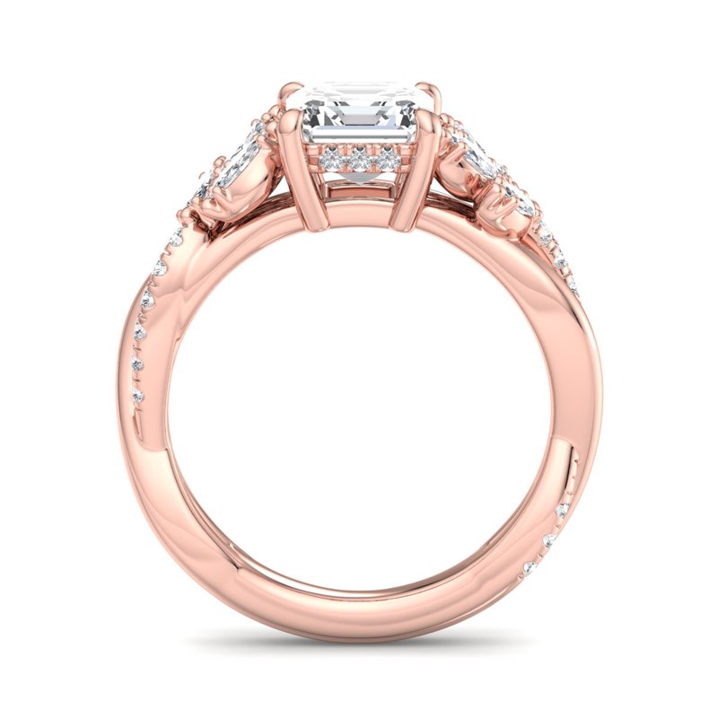Rose Gold Juniper Hidden (1/2ctw) & 1ct Asscher Lab Grown Diamond Center
