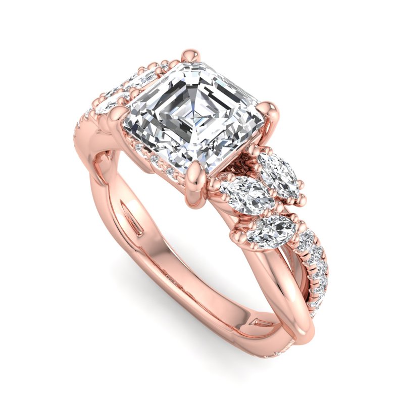 Rose Gold Juniper Hidden (1/2ctw) & 1ct Asscher Lab Grown Diamond Center