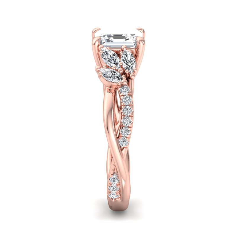 Rose Gold Juniper Hidden (1/2ctw) & 1ct Asscher Lab Grown Diamond Center