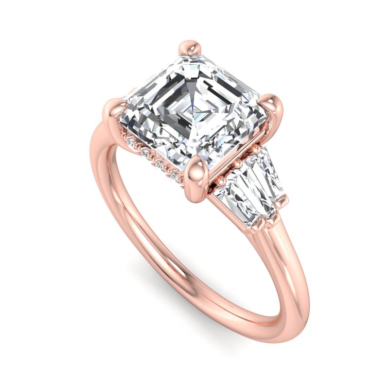 Rose Gold Yvonne Hidden & 1ct Asscher Lab Grown Diamond Center
