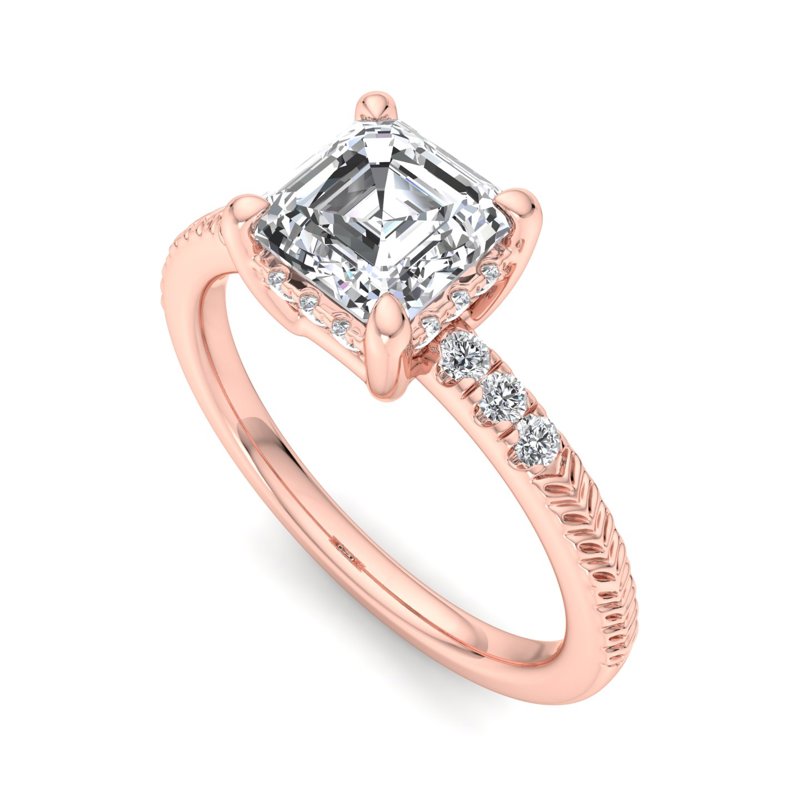 Rose Gold Yvette Hidden & 1ct Asscher Lab Grown Diamond Center
