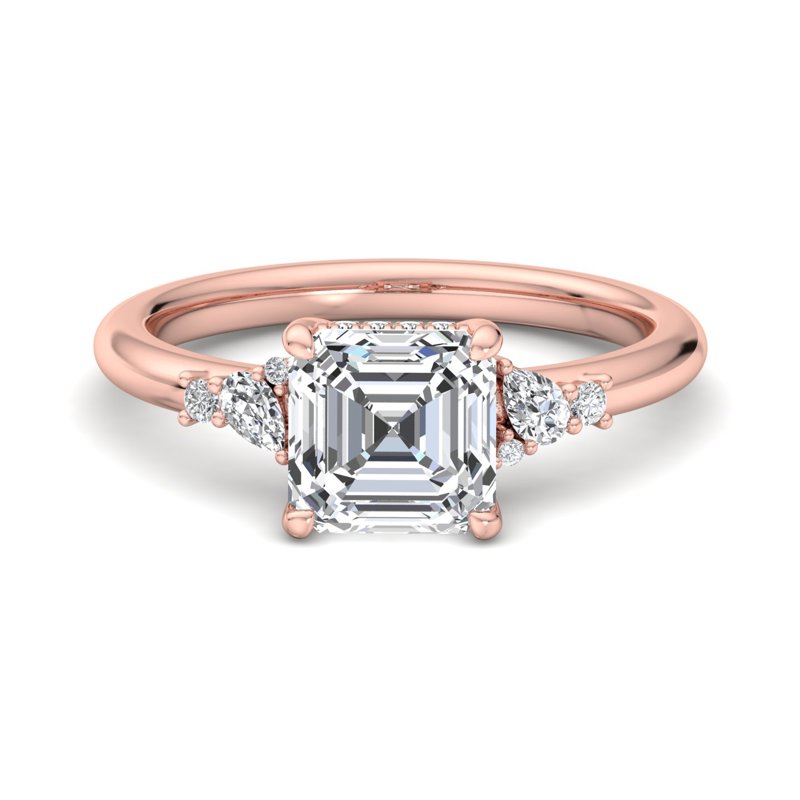 Rose Gold Raelyn Hidden & 1ct Asscher Lab Grown Diamond Center