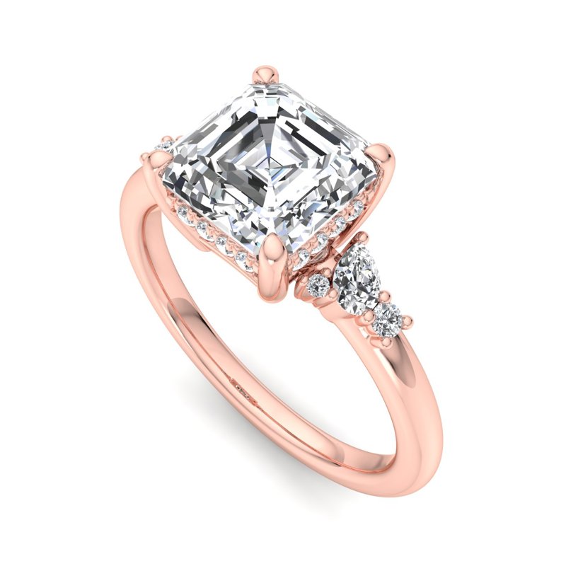 Rose Gold Raelyn Hidden & 1ct Asscher Lab Grown Diamond Center