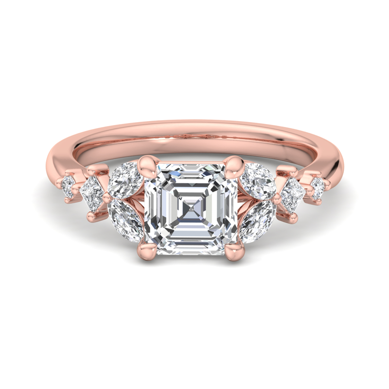 Rose Gold Luxe Aurora & 1ct Asscher Lab Grown Diamond Center