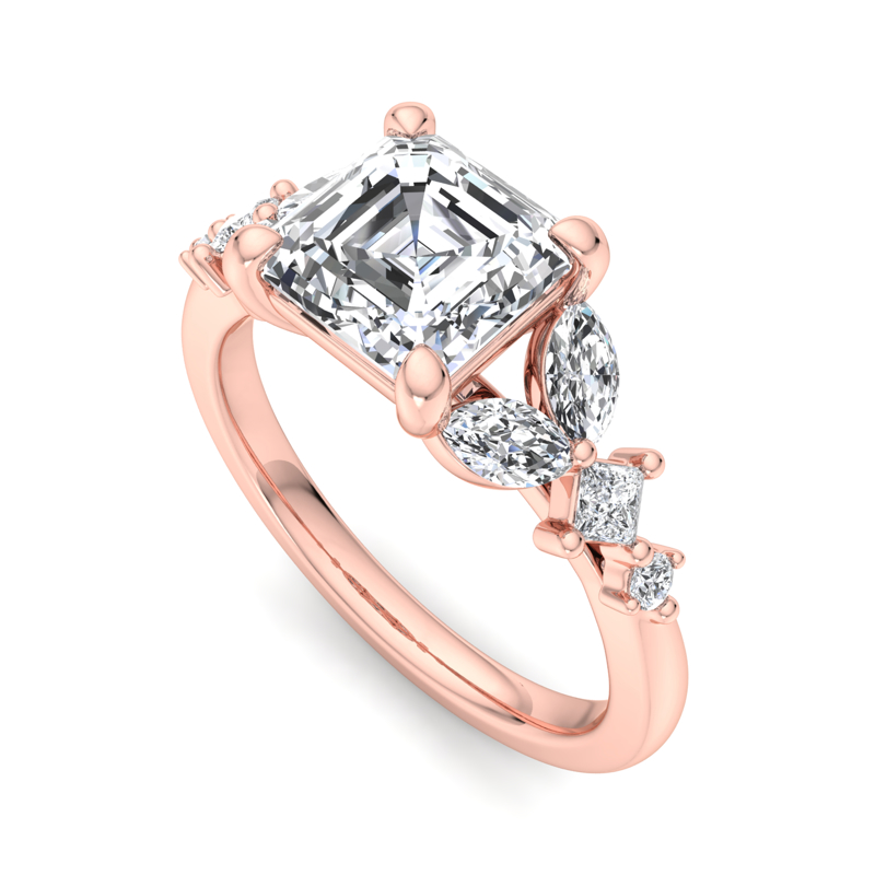 Rose Gold Luxe Aurora & 1ct Asscher Lab Grown Diamond Center