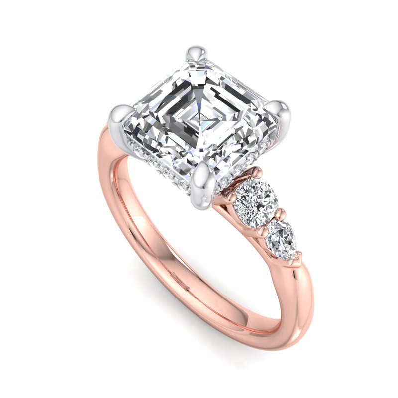 Rose Gold Lumi Hidden & 1ct Asscher Lab Grown Diamond Center