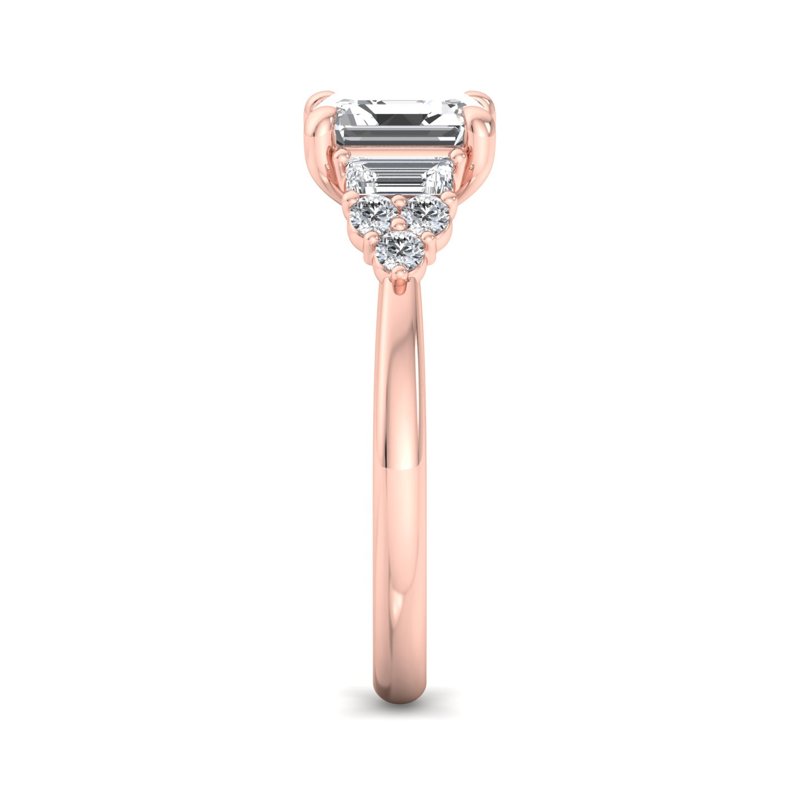 Rose Gold Lona Baguette & Round & 1ct Asscher Lab Grown Diamond Center