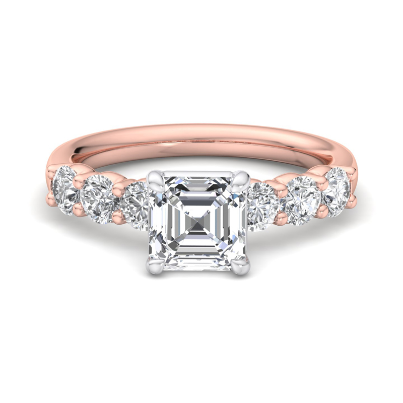 Rose Gold Leo (2/3ctw) & 1ct Asscher Lab Grown Diamond Center