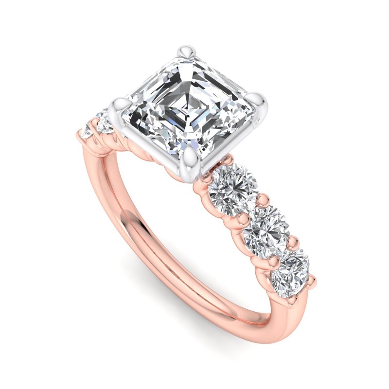 Rose Gold Leo (2/3ctw) & 1ct Asscher Lab Grown Diamond Center