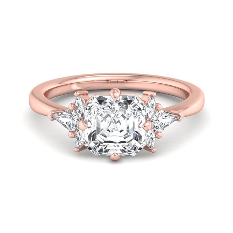 Rose Gold Lalilique & 1ct Asscher Lab Grown Diamond Center