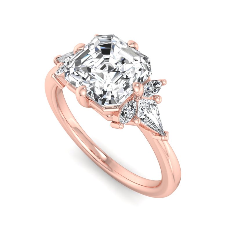 Rose Gold Lalilique & 1ct Asscher Lab Grown Diamond Center