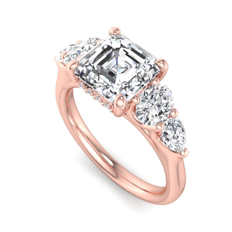 Rose Gold Jules (3/4ctw) & 1ct Asscher Lab Grown Diamond Center