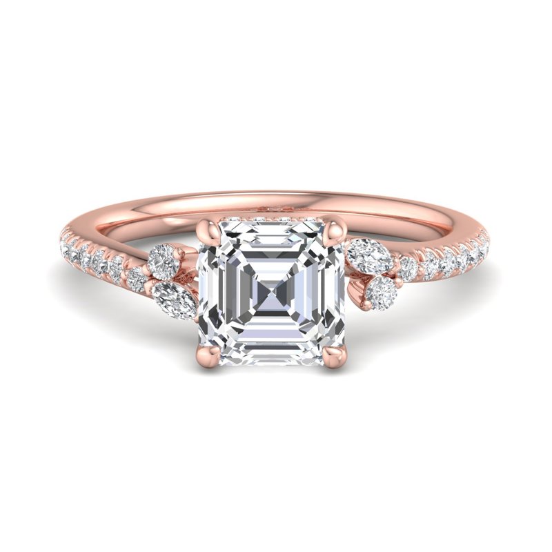 Rose Gold Hidden River & 1ct Asscher Lab Grown Diamond Center