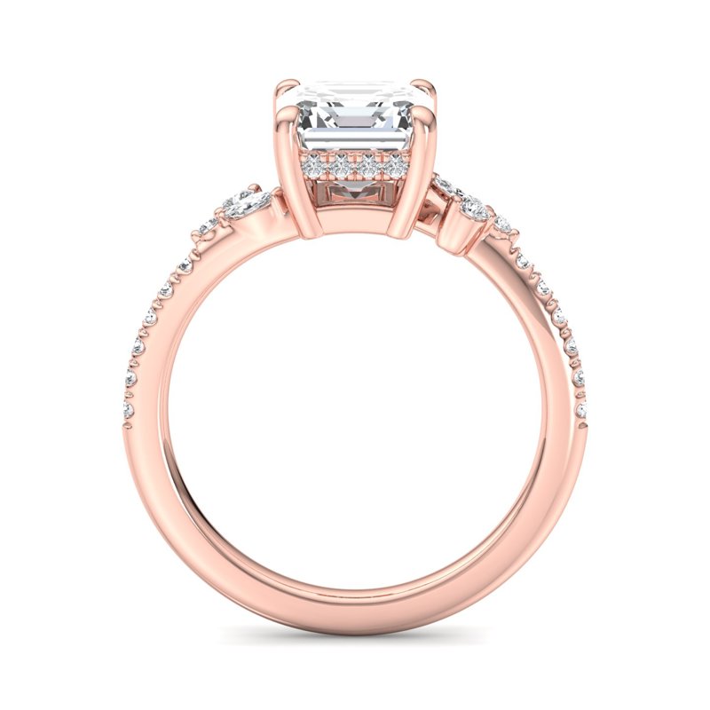 Rose Gold Hidden River & 1ct Asscher Lab Grown Diamond Center