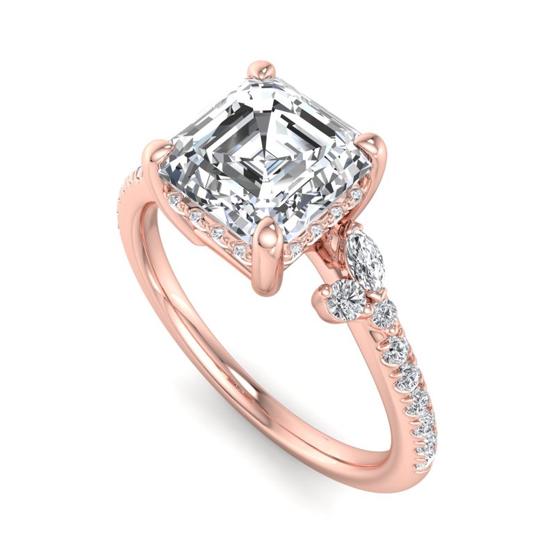 Rose Gold Hidden River & 1ct Asscher Lab Grown Diamond Center
