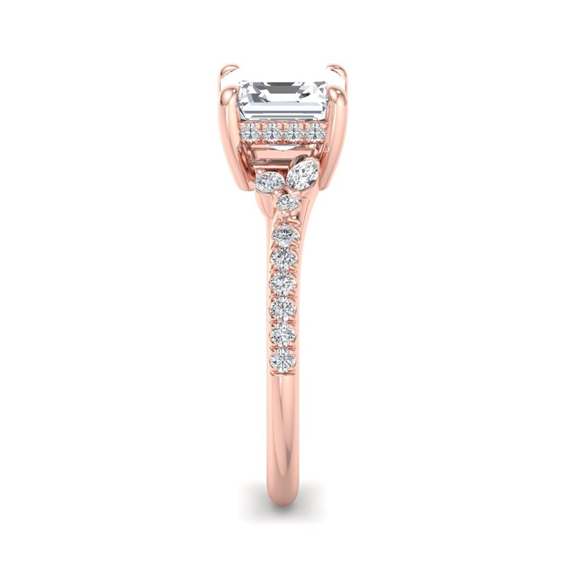 Rose Gold Hidden River & 1ct Asscher Lab Grown Diamond Center