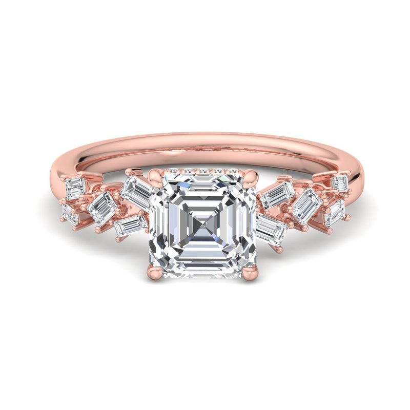 Rose Gold Helia Hidden & 1ct Asscher Lab Grown Diamond Center