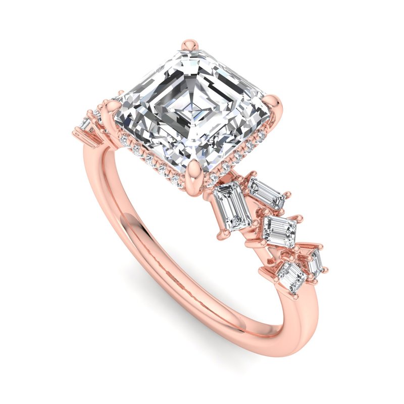 Rose Gold Helia Hidden & 1ct Asscher Lab Grown Diamond Center