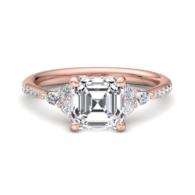 Rose Gold Gracelyn (1/3ctw) & 1ct Asscher Lab Grown Diamond Center