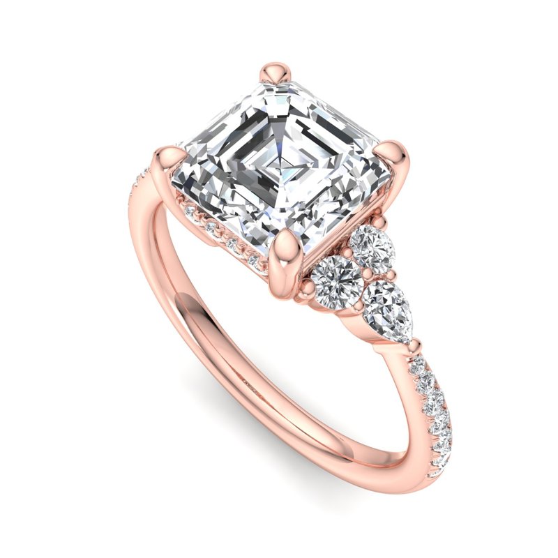 Rose Gold Gracelyn (1/3ctw) & 1ct Asscher Lab Grown Diamond Center