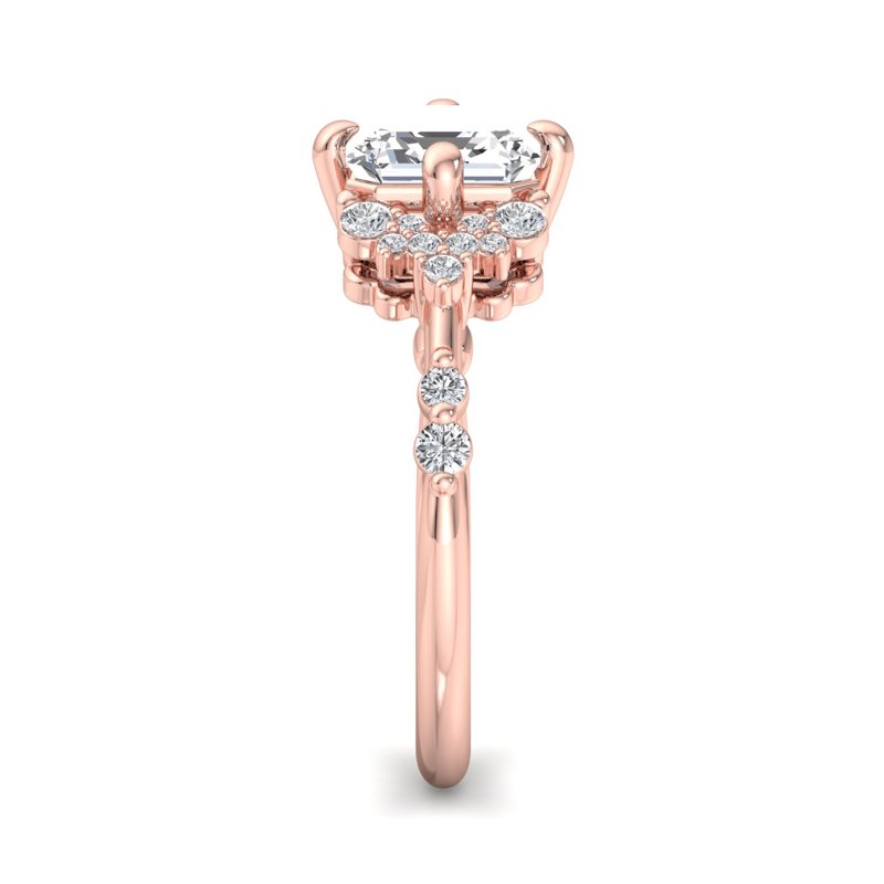 Rose Gold Emma Deco & 1ct Asscher Lab Grown Diamond Center