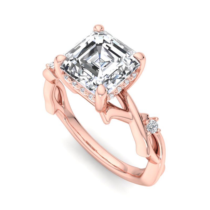Rose Gold Cedar Hidden & 1ct Asscher Lab Grown Diamond Center