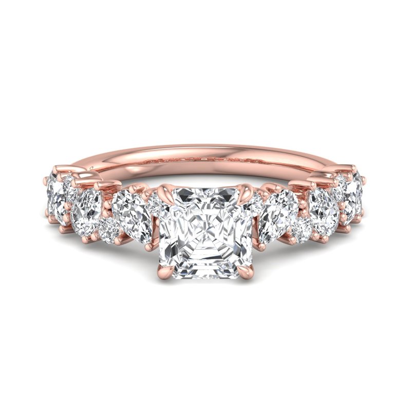 Rose Gold Brielle (3/4ctw) & 1ct Asscher Lab Grown Diamond Center